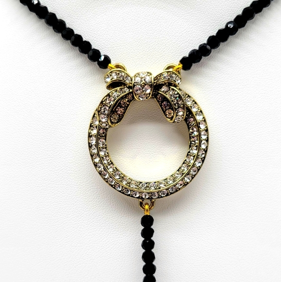 Heidi Daus Extra Long Swarovski Crystal Wreath Lariat with Faceted Beads and Bow - Picture 8 of 13